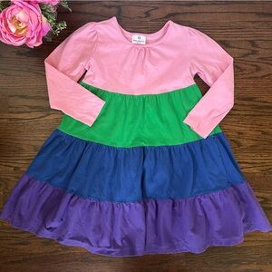 Hanna Andersson colorblock ruffled dress, size 120/6-7US
